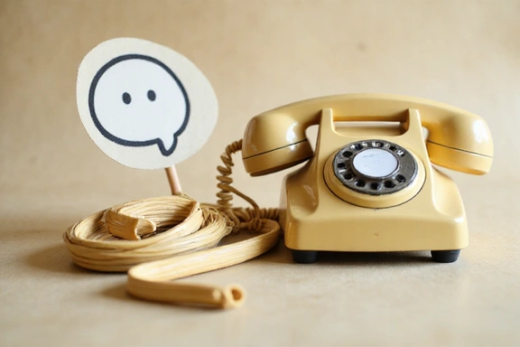 Immagine di un telefono vintage con un fumetto di testo che indica un contatto facile e accessibile.